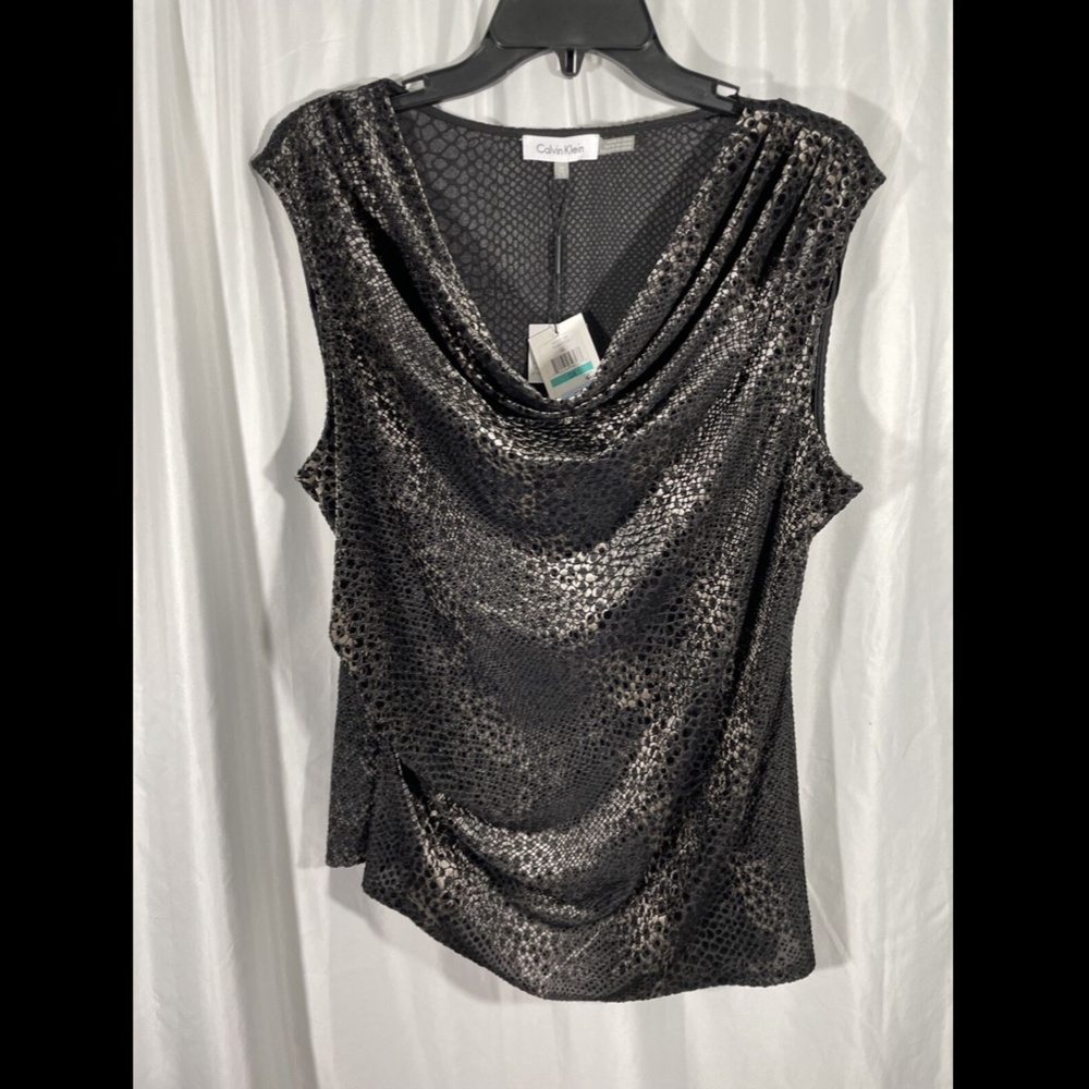 NWT Calvin Klein Cowl Neck Sleeveless Velvet Top - Picture 5 of 12